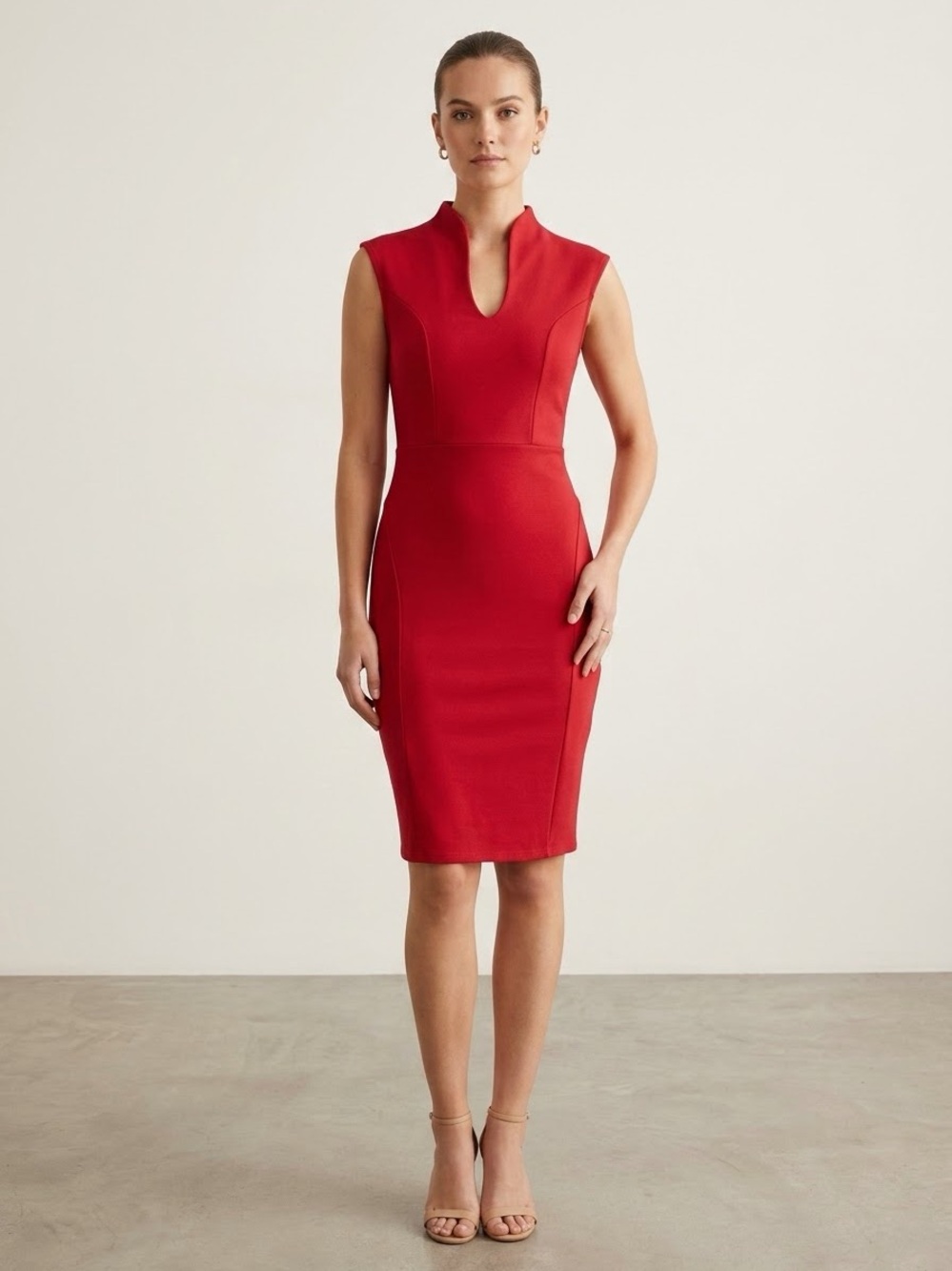 Rolla Coster Red Fitted Bodycon Dress with Full Back Zipper (Fits Small)